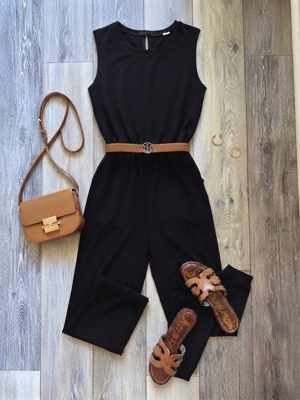 Wasabi + Mint Women’s Black Sleeveless Jumpsuit Romper